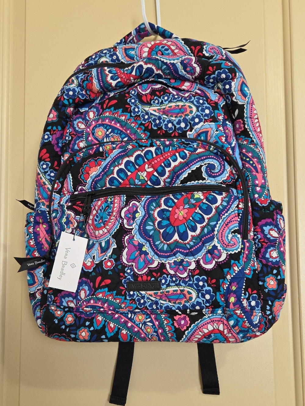 Vera Bradley Black Multicolor Paisley Quilted Backpack - Picture 10 of 12